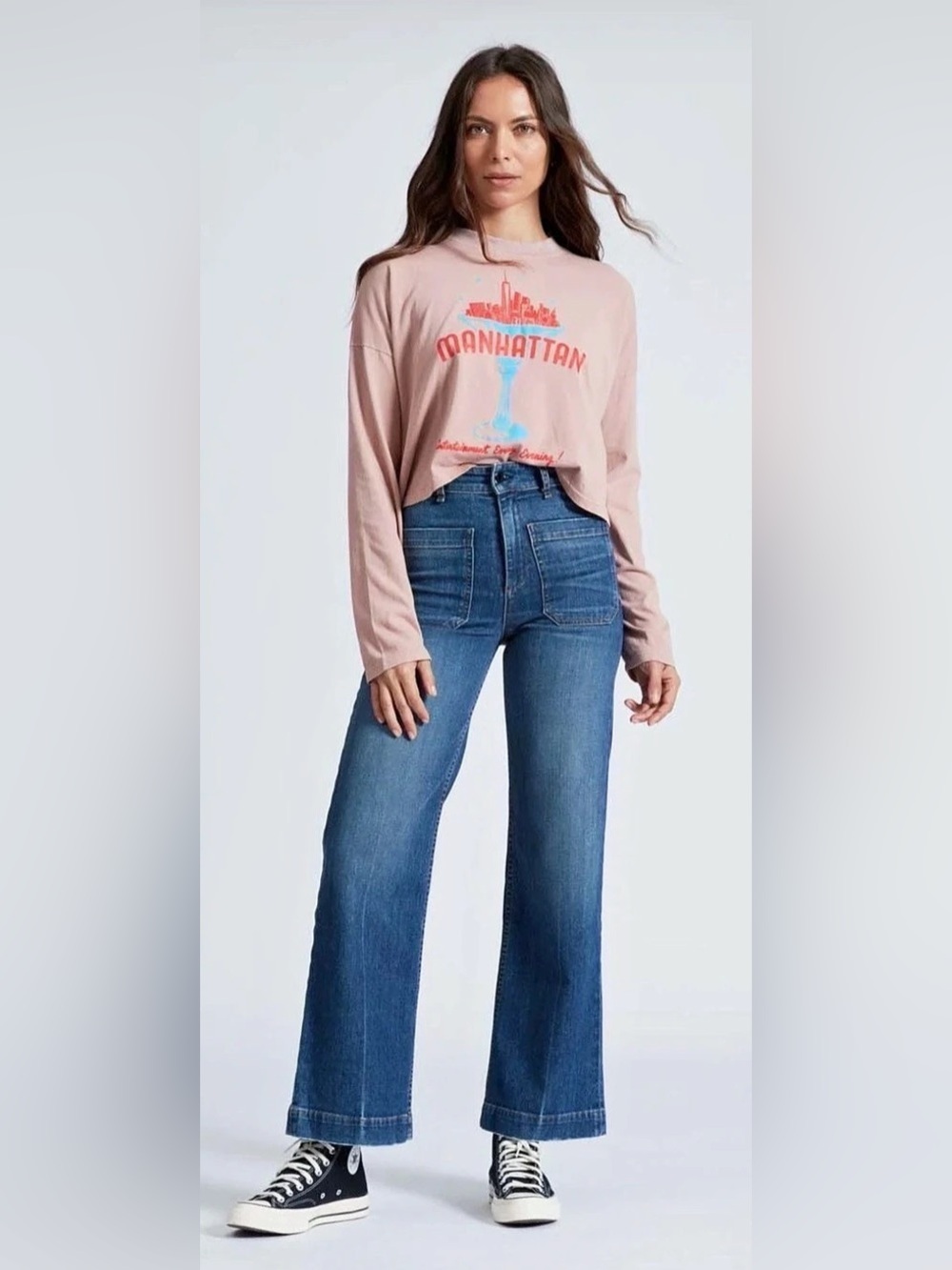 ASKK NY Sailor High-Rise Wide-Leg Jeans Blue Waist 25